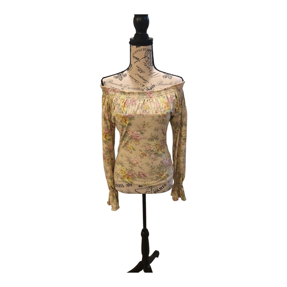 Vintage Floral Off-Shoulder Top